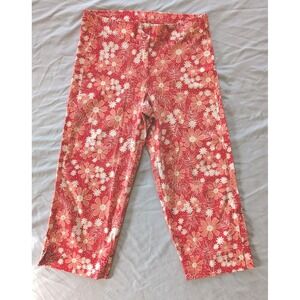 White Stag Stretch Women's Cotton‎ Spandex Pink Floral Capri Pants Sz 8 Average
